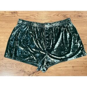 Pink Victoria's Secret Green Crushed Velvet Sleep Shorts Lounge Coquette Y2K XL